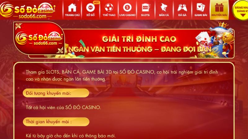 Khuyến mãi khi tham gia Sodo102 casino